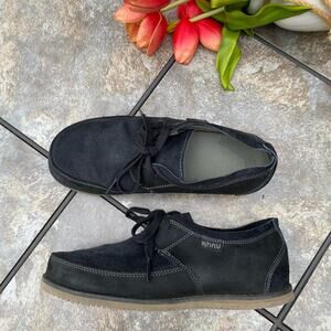 Ahnu Parkside Mens Black Suede Leather Lace Up Derby Oxford Casual Shoes Size 8